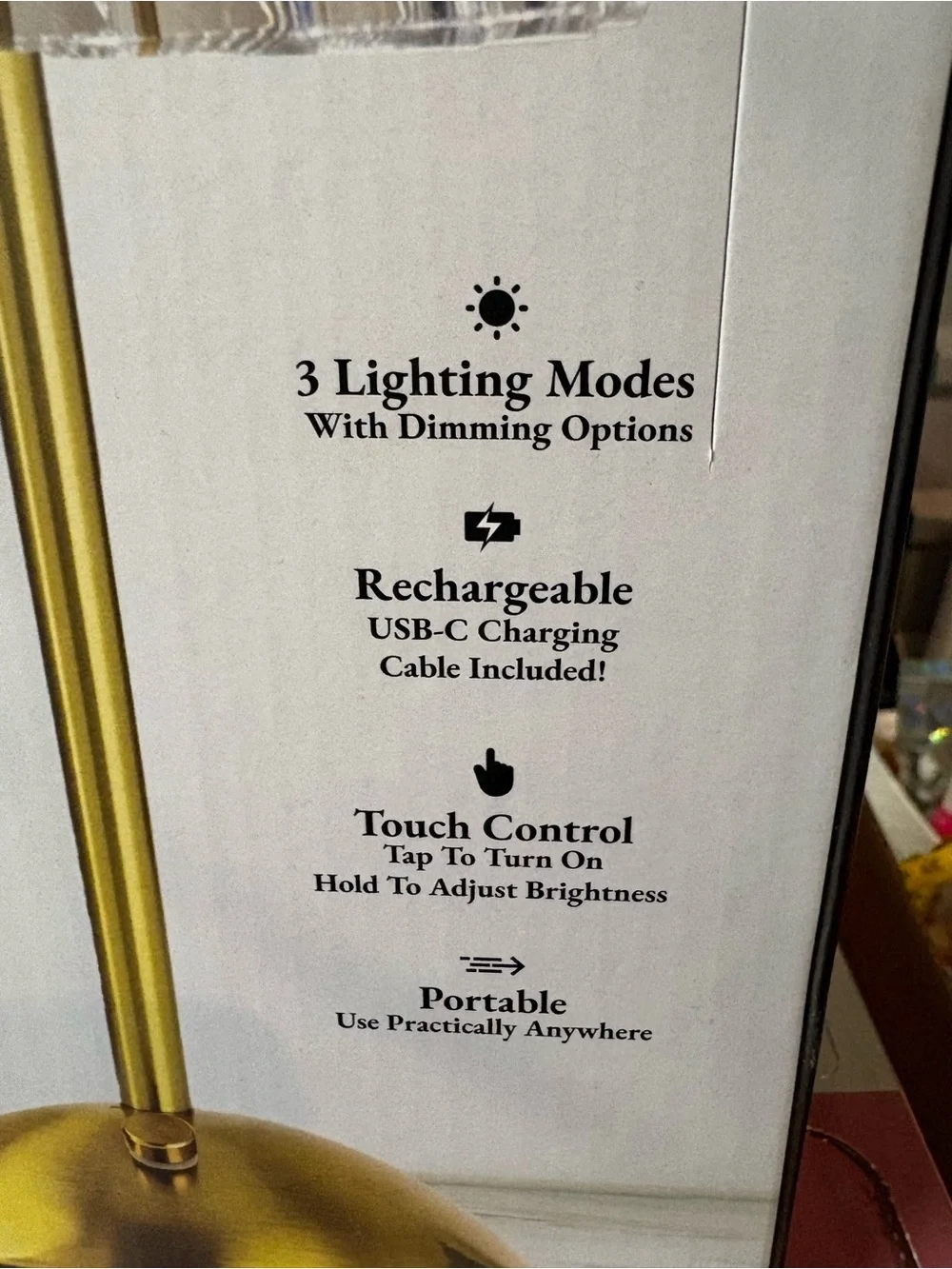 The Addison Rechargeable Table Lamp — Gold with Clear Shade